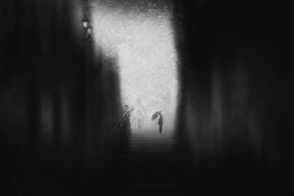 Mysterious Rainy Street by Adam Dauria ☂ — canvas wall art