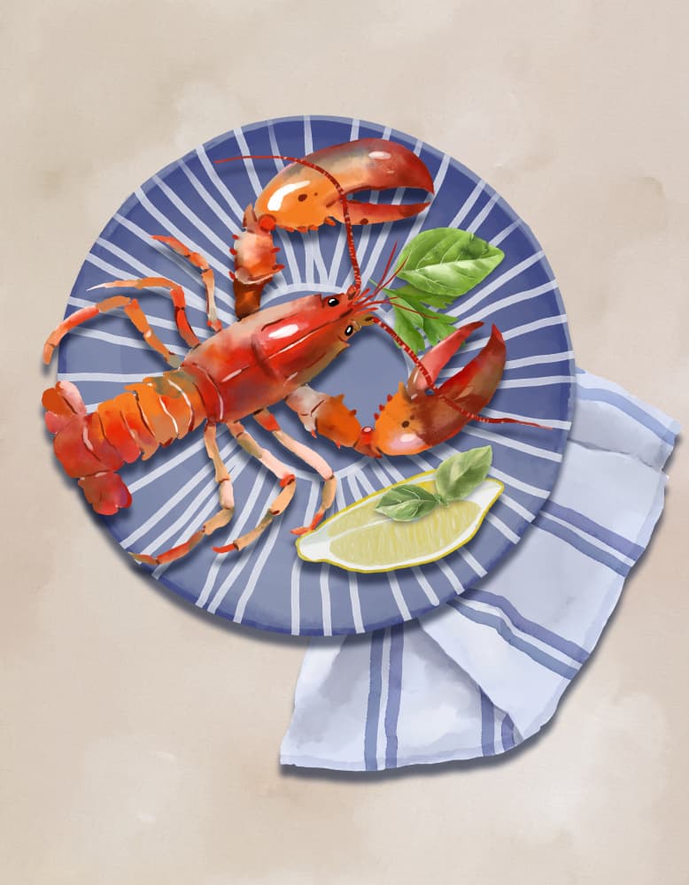 Fresh Lobster Meal by Elena Dorosh — canvas wall art