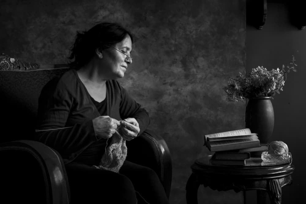 Cozy Knitting Moment by Ramiz Sahin — canvas wall art