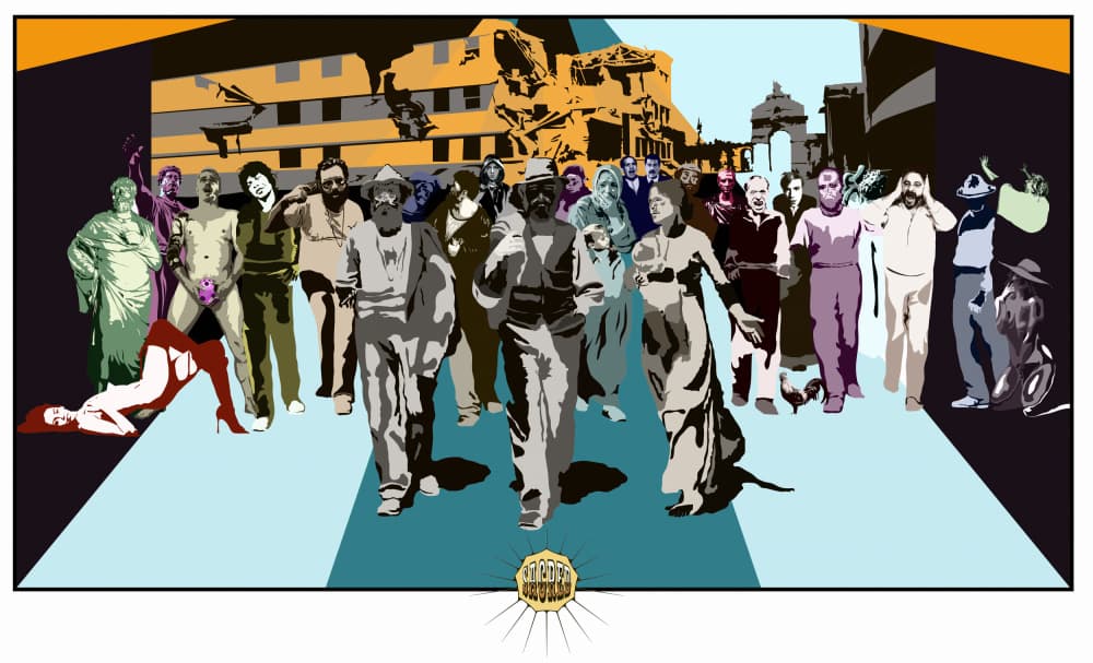 Human Procession City Street by andrea de ranieri — canvas wall art