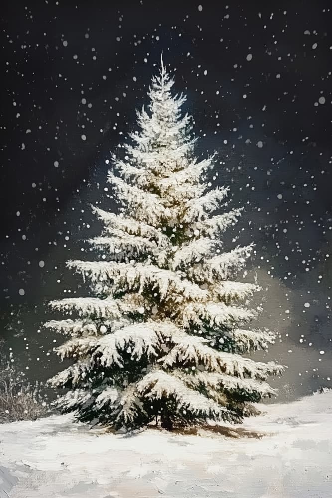 Peaceful Snowy Tree by Melloi Art Prints — canvas wall art