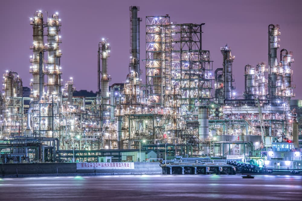 Night Refinery Glow by Kobayashi Tetsurou — canvas wall art