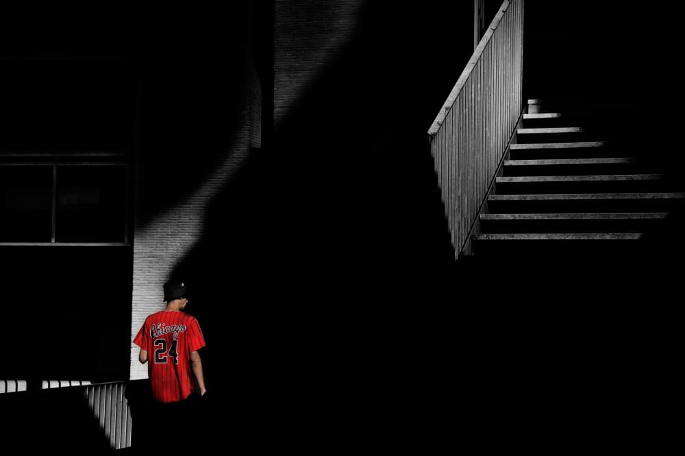 Red Jersey Shadow Steps by Antonio Grambone — canvas wall art