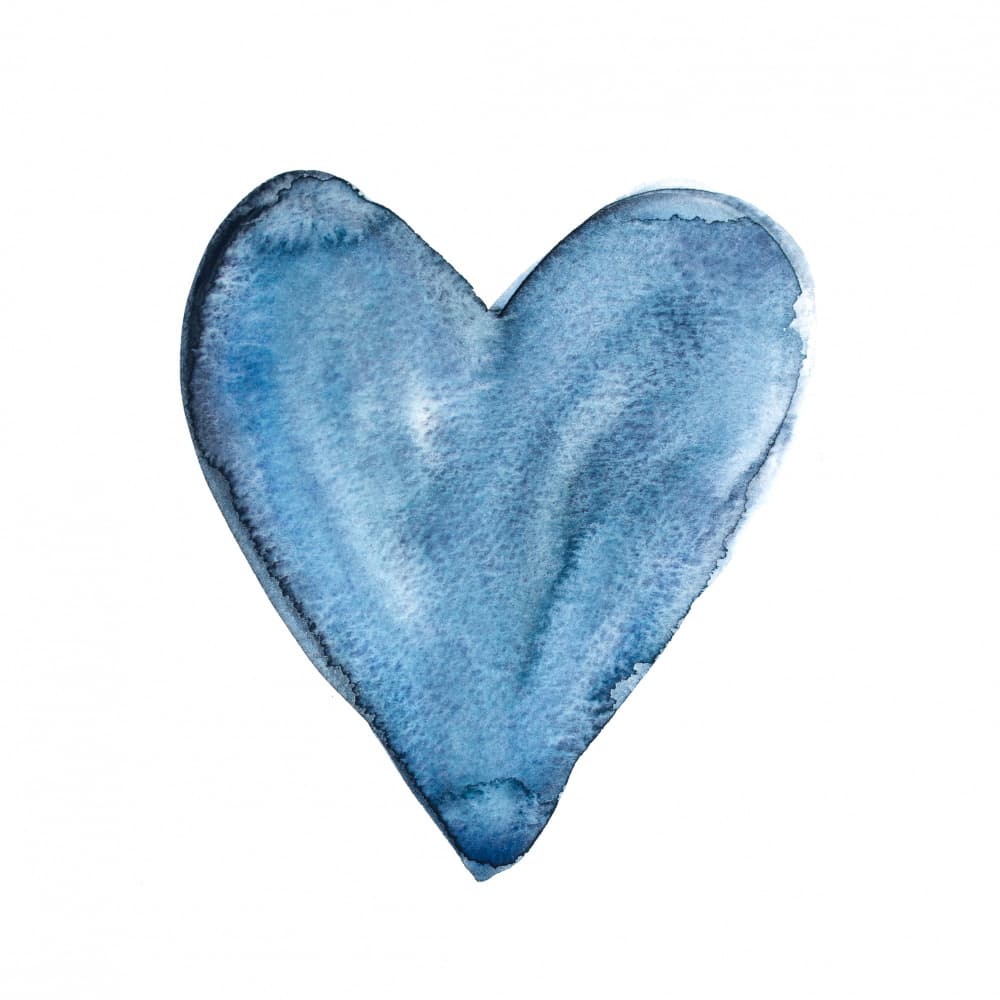 Blue Watercolor Heart by EMELIEmaria — canvas wall art