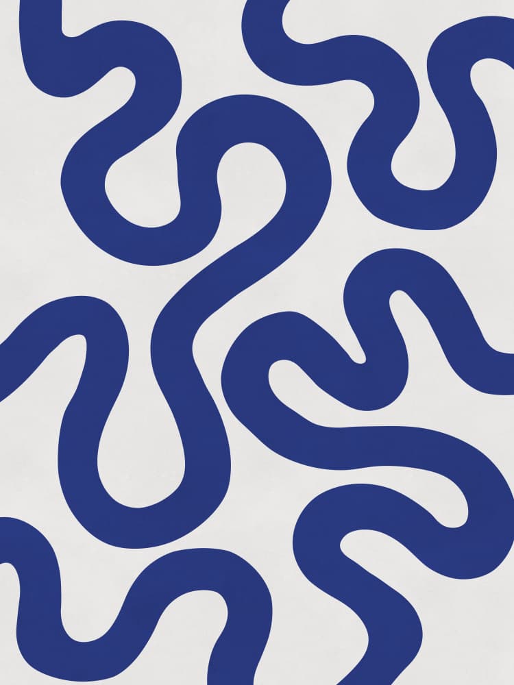 Flowing Blue Curves by Vitor Costa — canvas wall art
