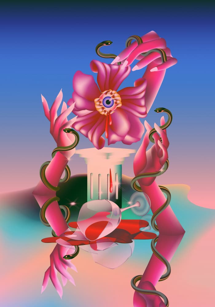 Surreal Floral Embrace by Paulina Almira — canvas wall art