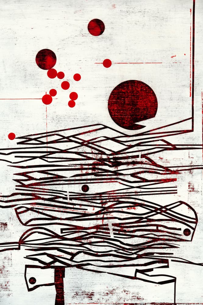 Red Moon Over Waves by Petr Strnad — canvas wall art