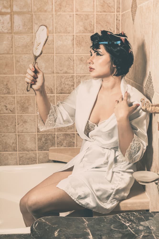 Vintage Beauty Routine by Sharon Levy — canvas wall art