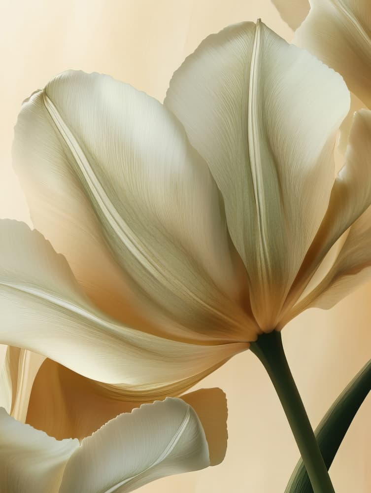 Cream Tulips Soft Glow by Bilge Paksoylu — canvas wall art
