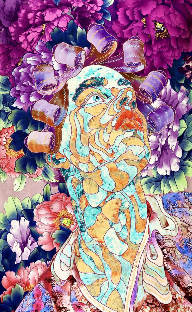 Colorful Floral Portrait by Kostyantin Malginov — canvas wall art
