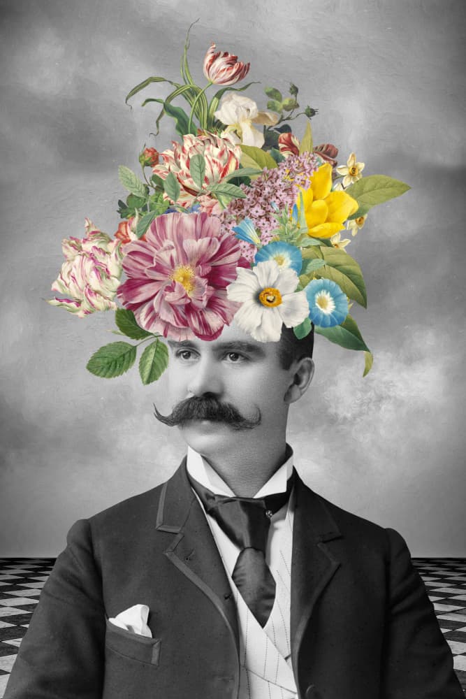 Whimsical Floral Gentleman by Marja van den Hurk — canvas wall art