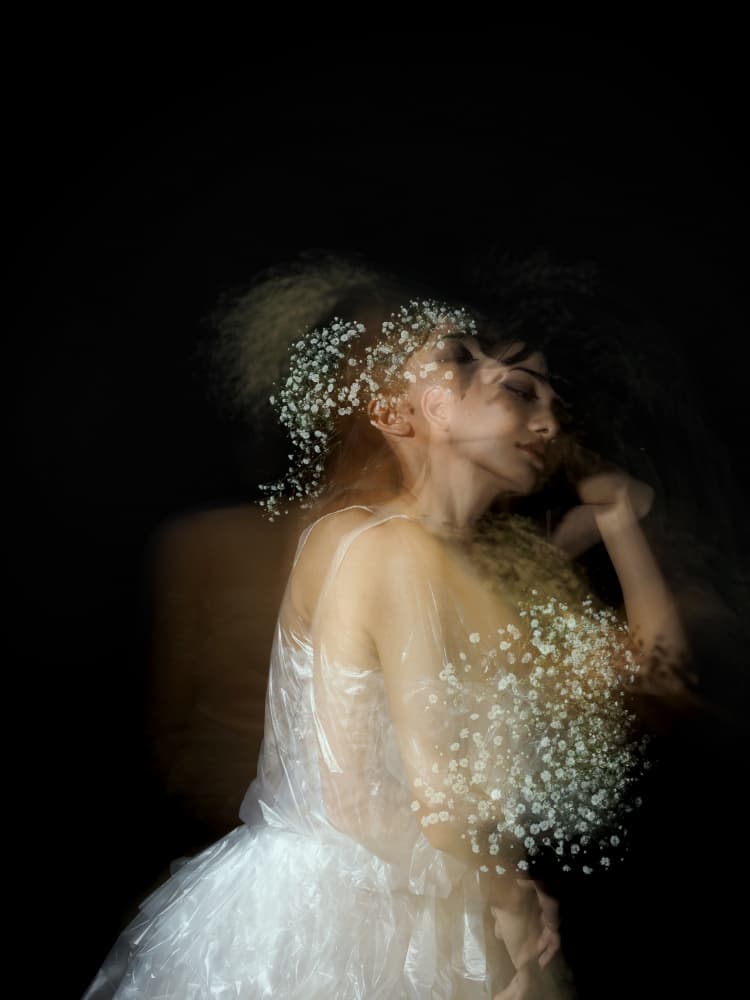Ethereal Dancer with Flowers by Takako Ugachi — canvas wall art