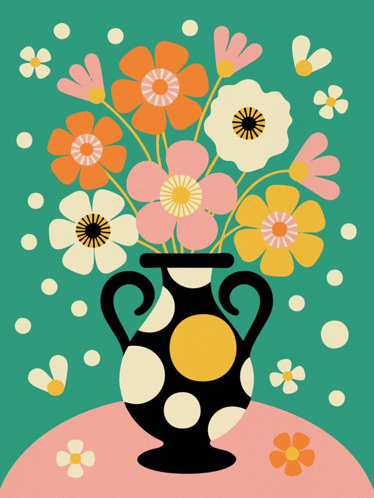 Colorful Polka Dot Bouquet by Andreas Magnusson — canvas wall art
