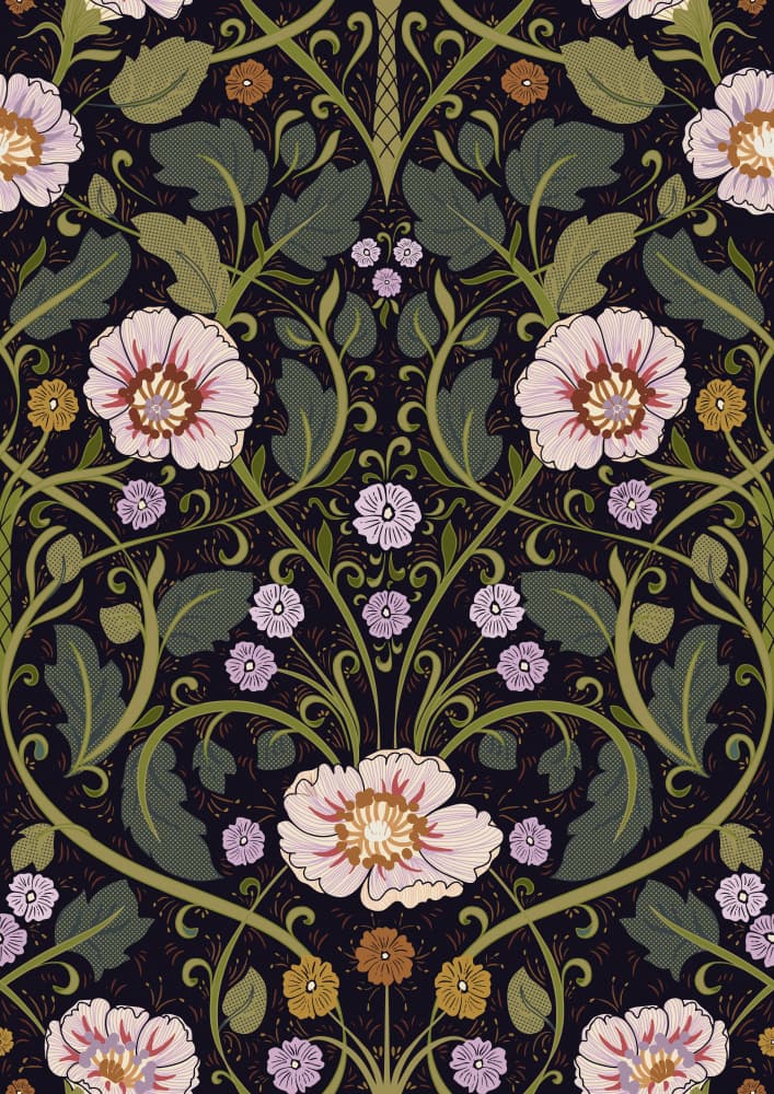 Vintage Floral Pattern by Annick — canvas wall art