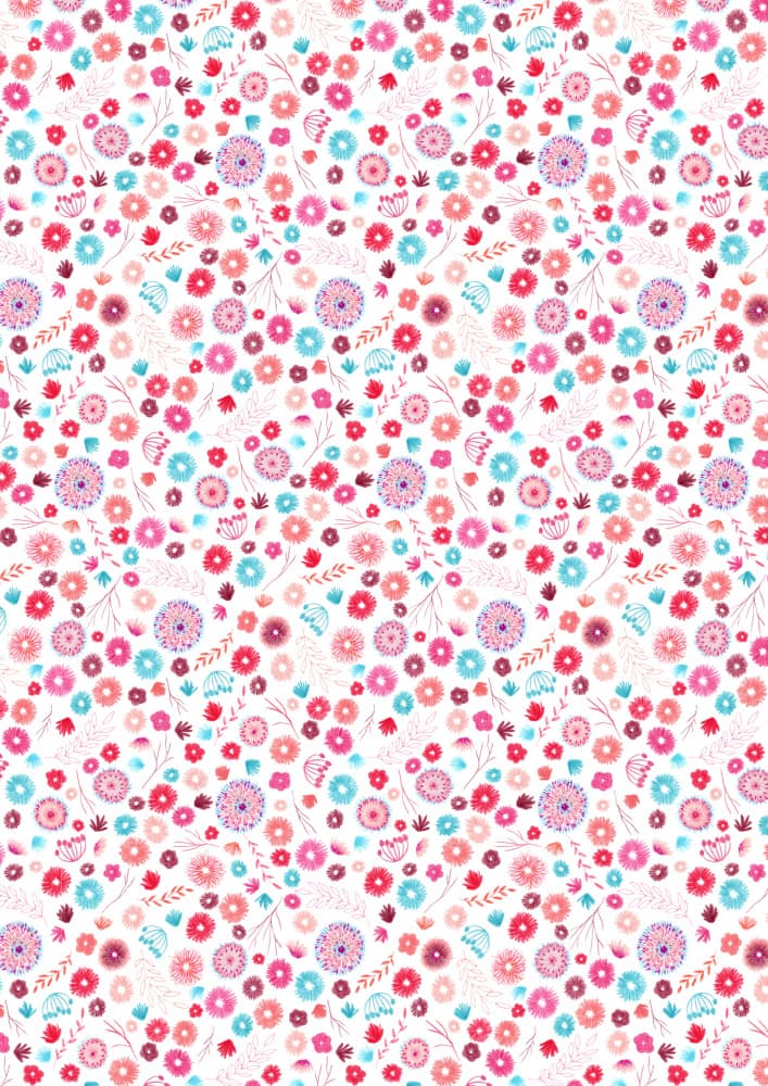 Colorful Floral Pattern by Julie Lesouef — canvas wall art