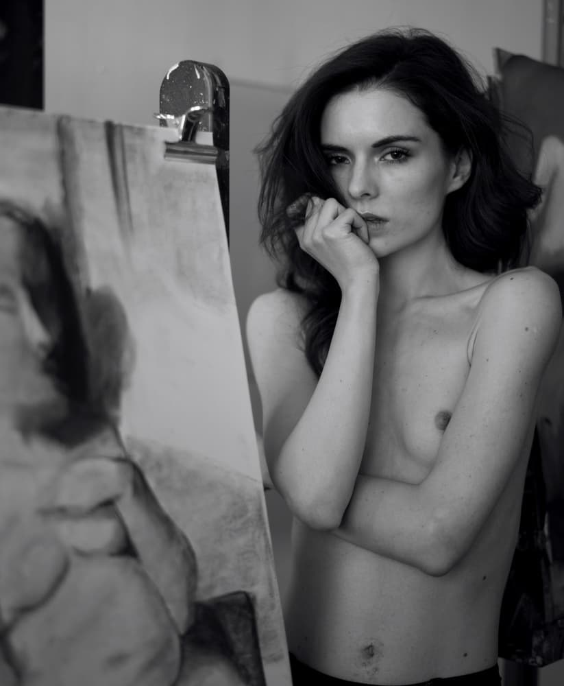 Artist's Nude Portrait by DAVID MINSTER — canvas wall art