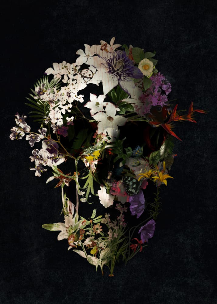 Gothic Floral Skull by Ali Gulec — canvas wall art