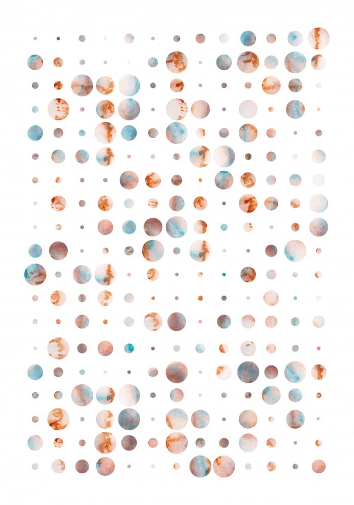 Warm Cool Abstract Dots by Fabiana Silveira — canvas wall art