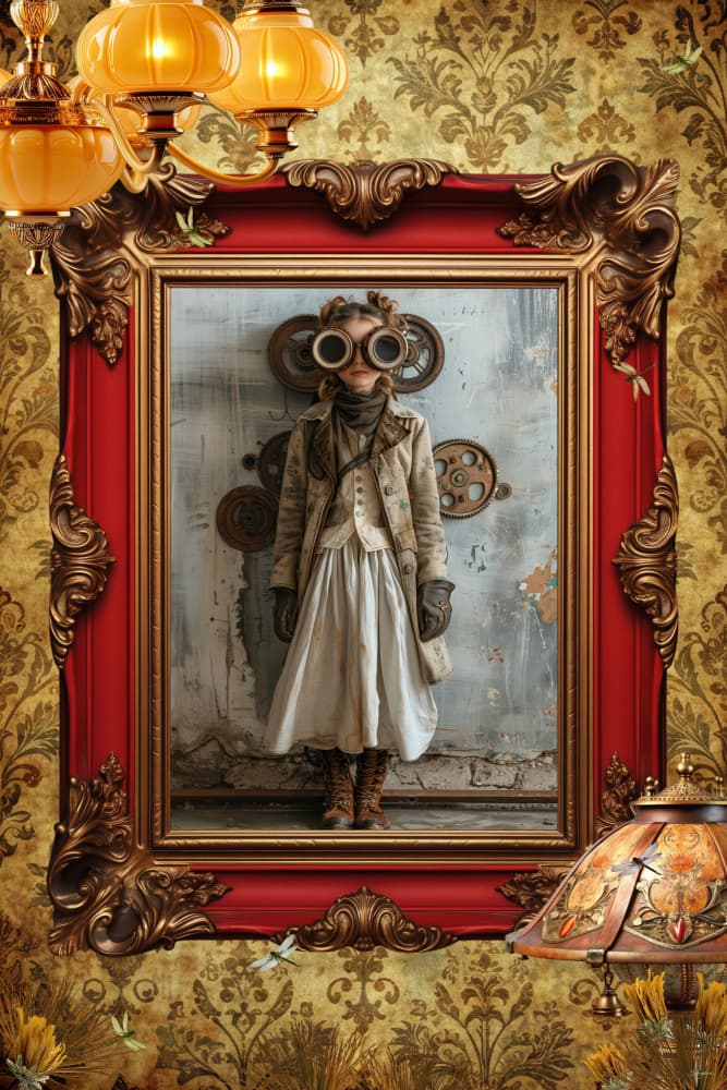 Steampunk Girl Ornate Frame by Sue Skellern — canvas wall art