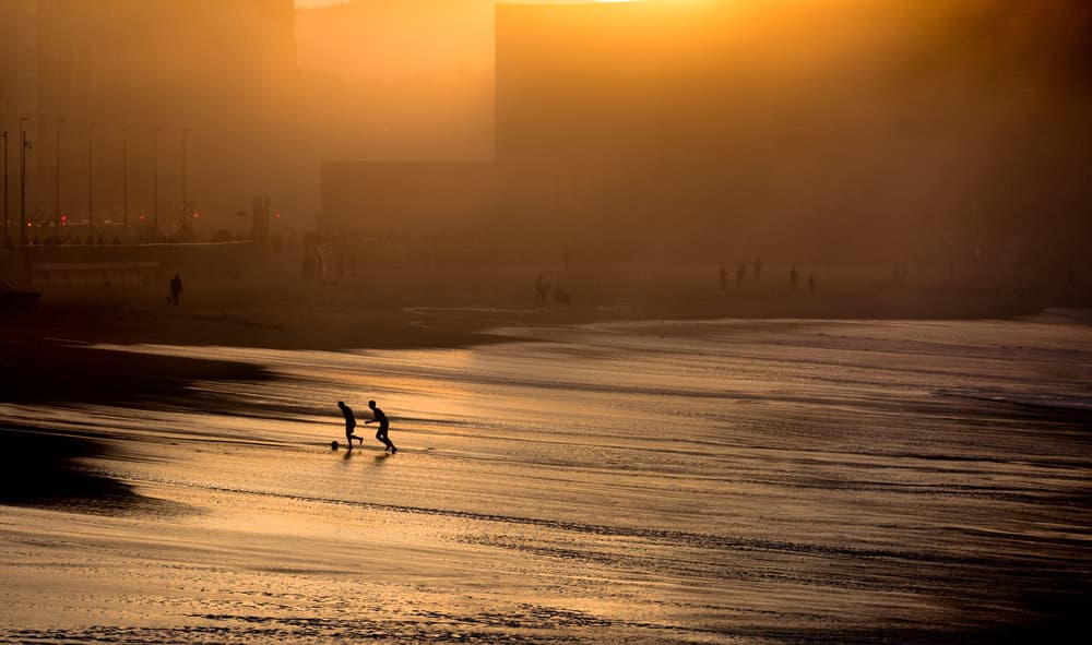 Sunset Beach Soccer by Jois Domont ( J.L.G.) — canvas wall art