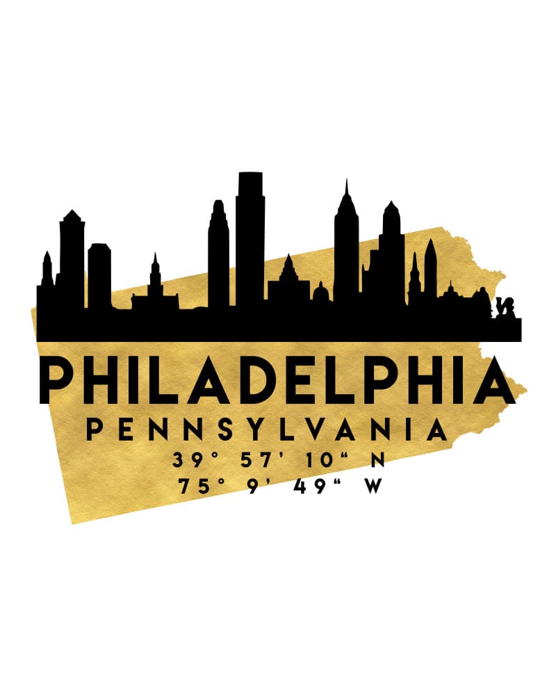 Philadelphia Gold Skyline by Emiliano Deificus — canvas wall art