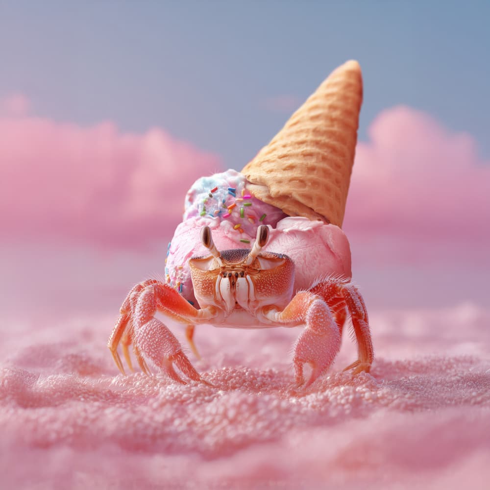 Whimsical Ice Cream Crab by Artem Pozdniakov — canvas wall art