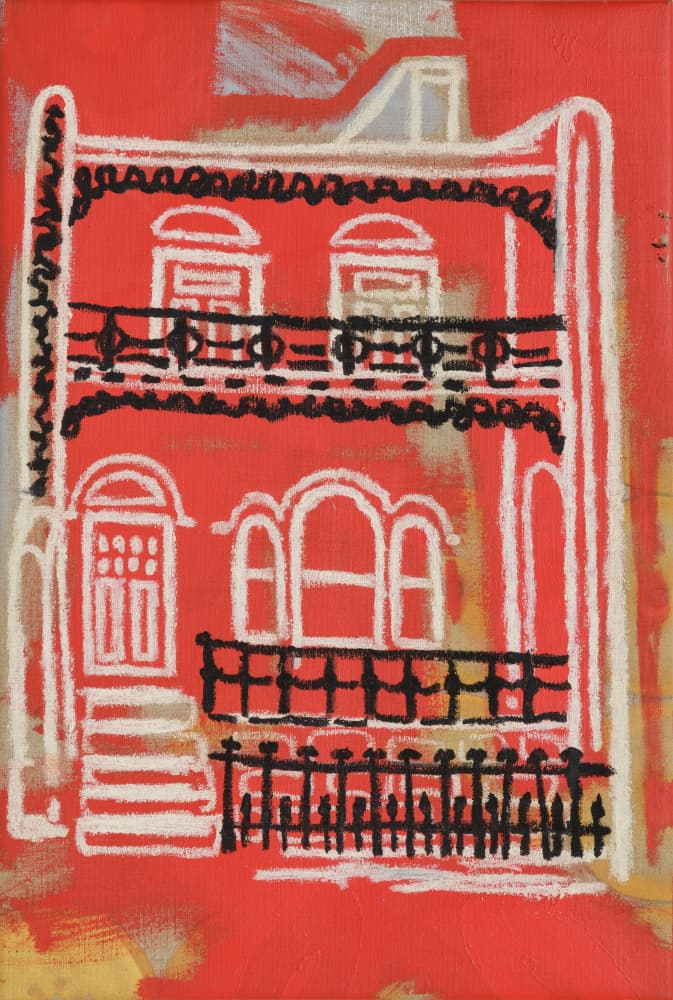 Stylized Red Townhouse by dirk kruithof — canvas wall art