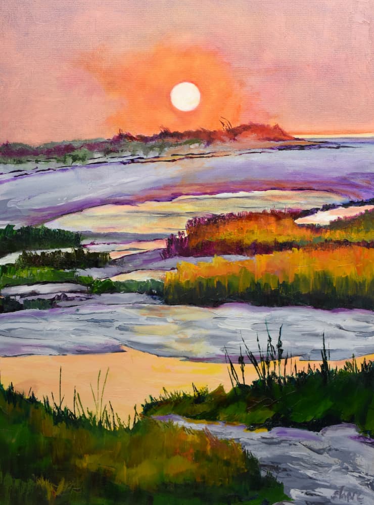 Vibrant Marsh Sunset by Maxine Shore — canvas wall art