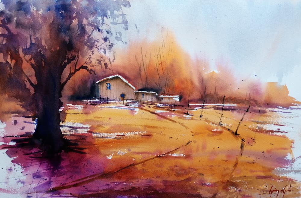 Rustic Autumn Landscape by Giorgio Gosti — canvas wall art