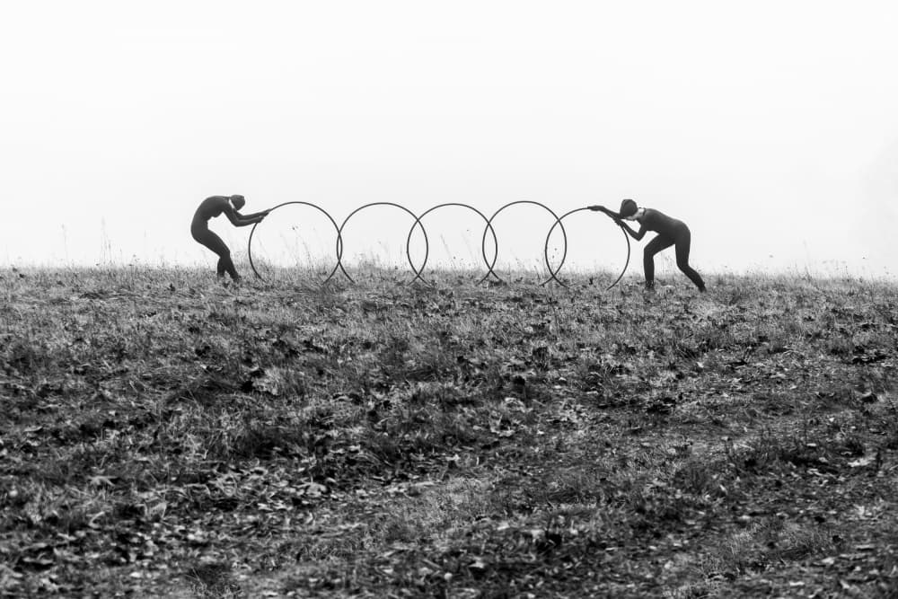 Pushing Linked Rings by Leszek Paradowski — canvas wall art