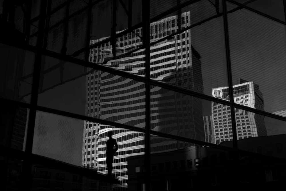 City Reflection Silhouette by Elena Raceala — canvas wall art