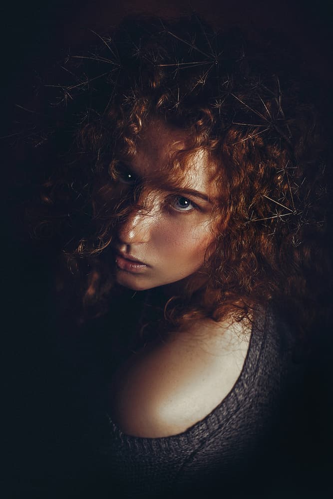 Mysterious Redhead Gaze by Ruslan Bolgov — canvas wall art