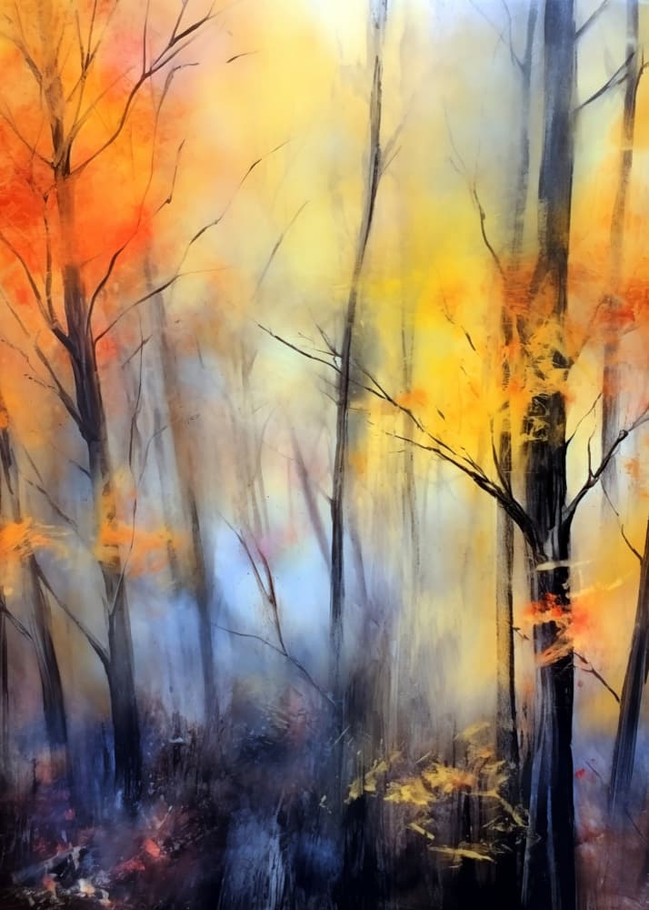 Misty Autumn Forest by Justyna Jaszke — canvas wall art