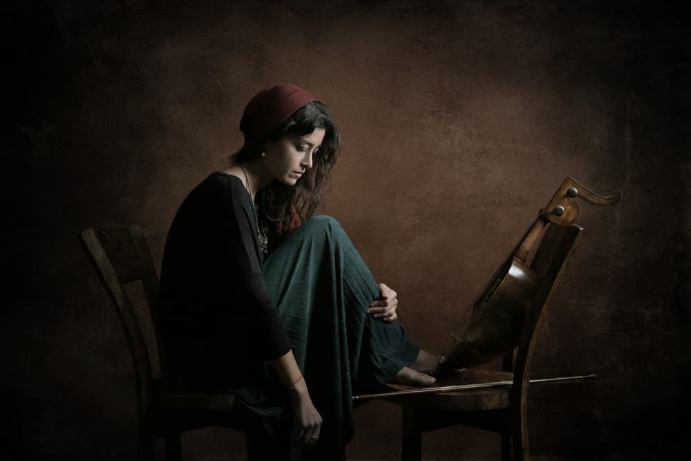 Pensive Musician Portrait by Moein Hasheminasab — canvas wall art