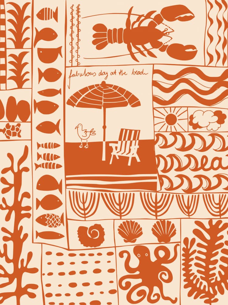 Summer Beach Collage by Annick — canvas wall art