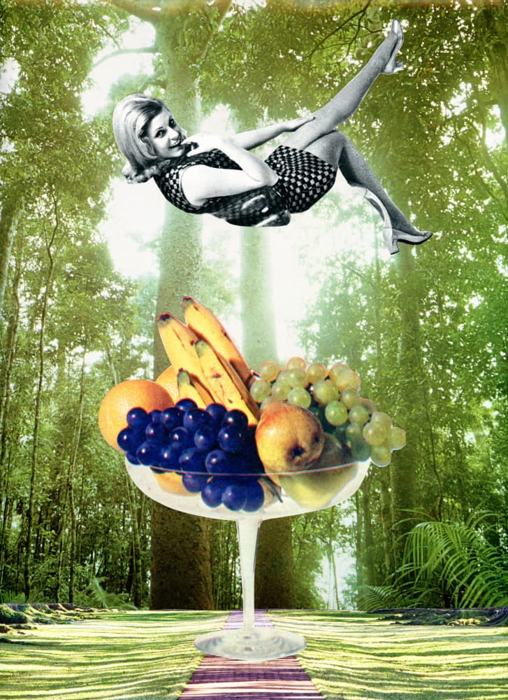 Floating Woman Forest Fruit by Betty Klaasse — canvas wall art