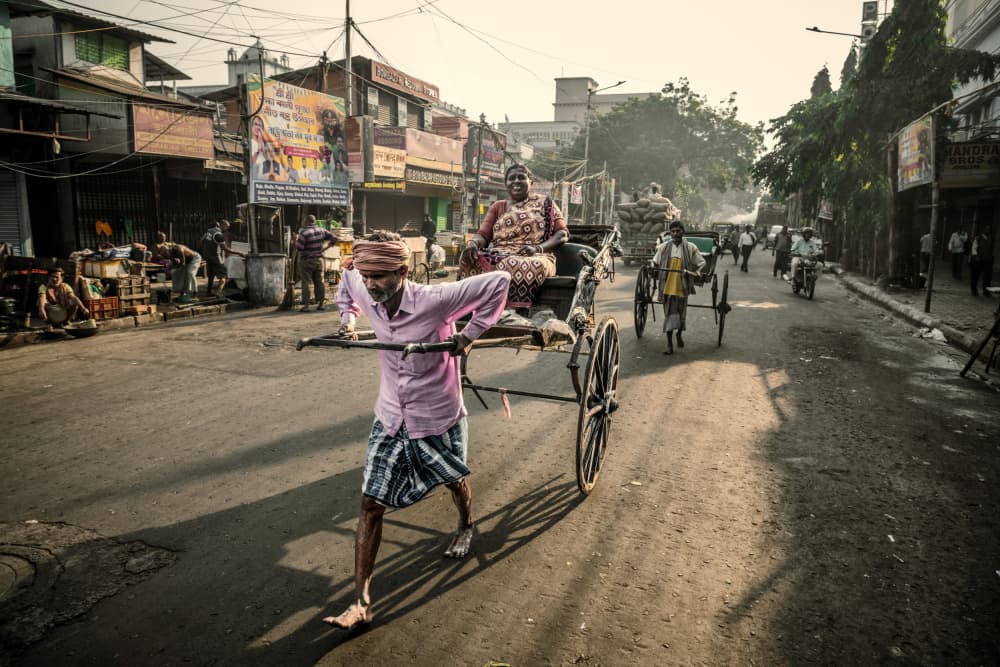 Indian Rickshaw Street Scene by Trevor Cole — canvas wall art