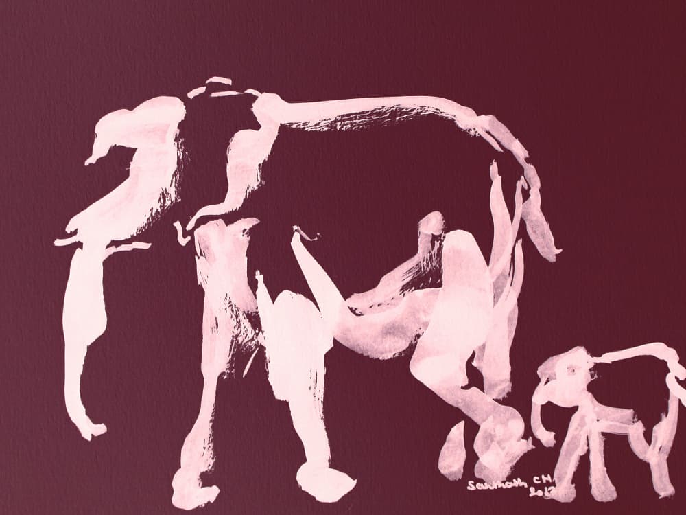 Pink Elephant Family by Santhosh ch — canvas wall art