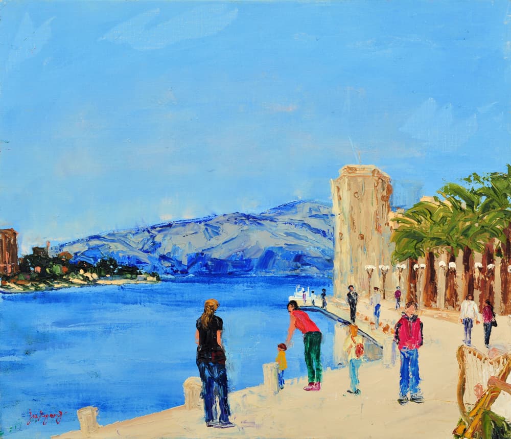 Coastal Promenade Walk by Jukyong Park — canvas wall art