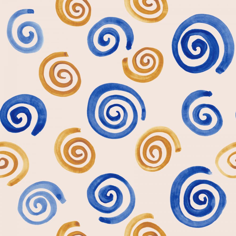 Organic Blue Gold Spirals by Irene Demetri — canvas wall art