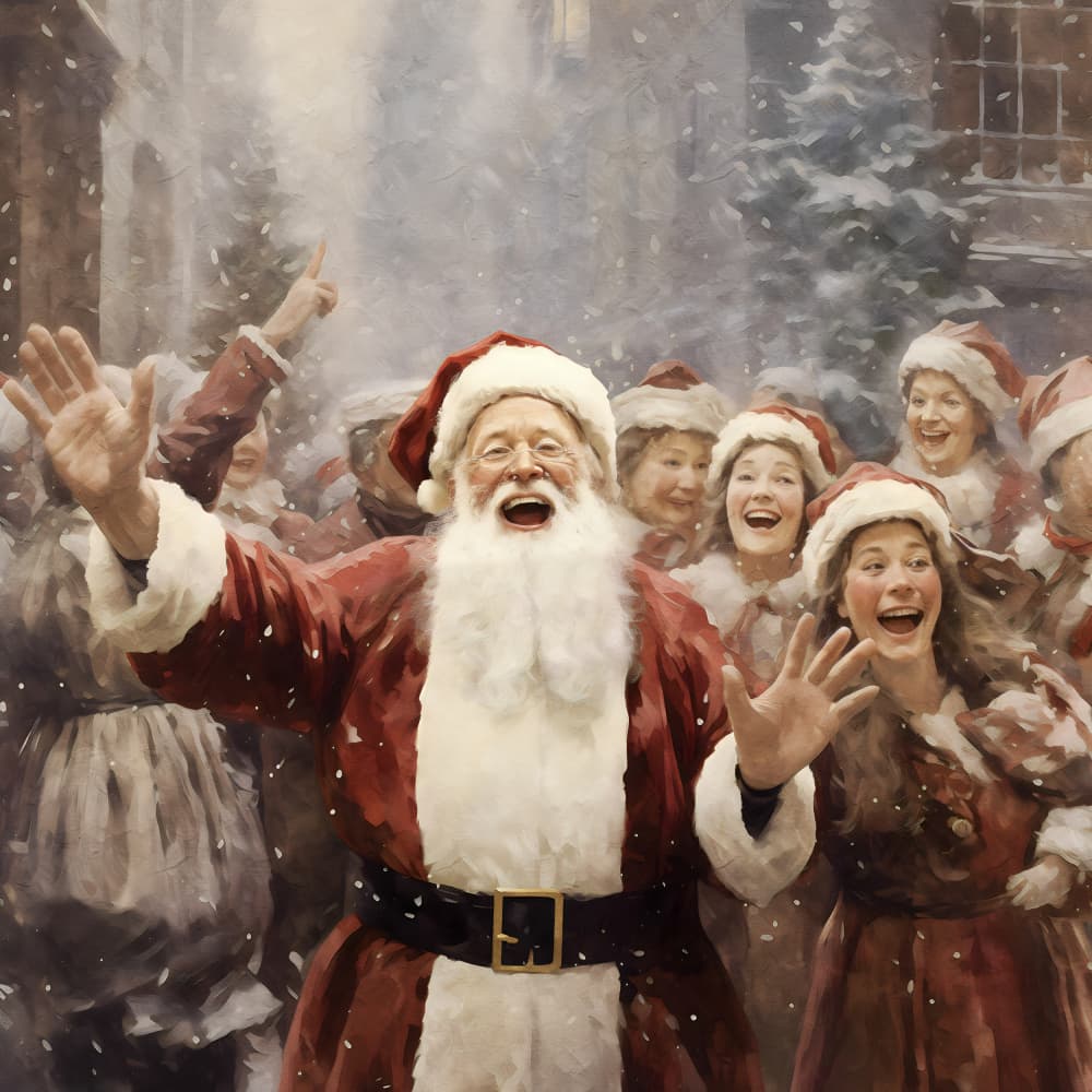 Santa's Joyous Cheer by Emel Tunaboylu — canvas wall art
