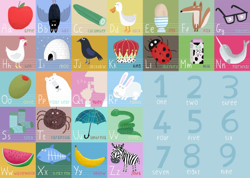 Colorful Kids Alphabet Learning by Carla Daly — canvas wall art