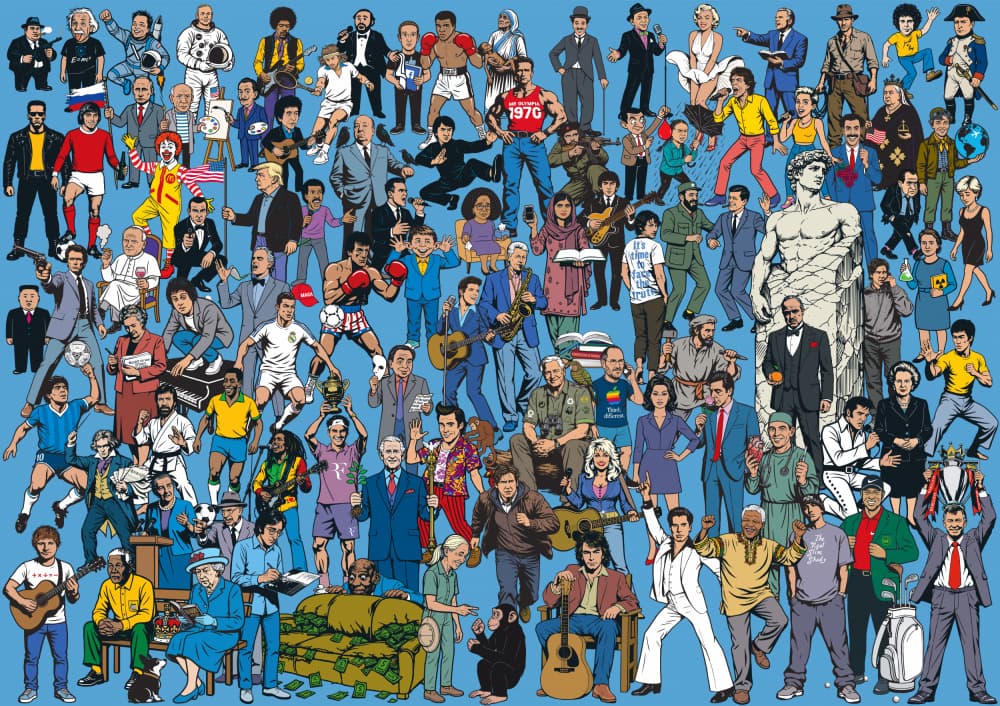 A Vibrant Pop Culture Gathering by Carlo Kaminski — canvas wall art