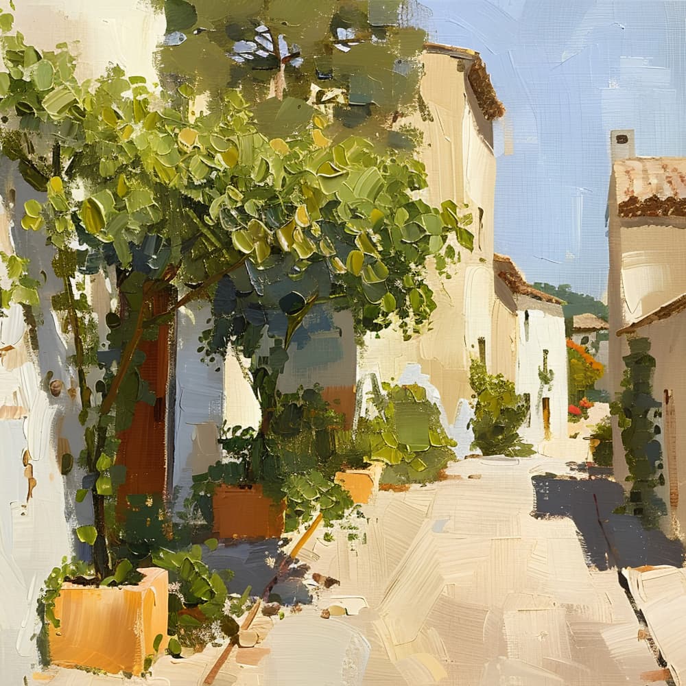 Sunlit Village Lane by Avanesova Elena — canvas wall art