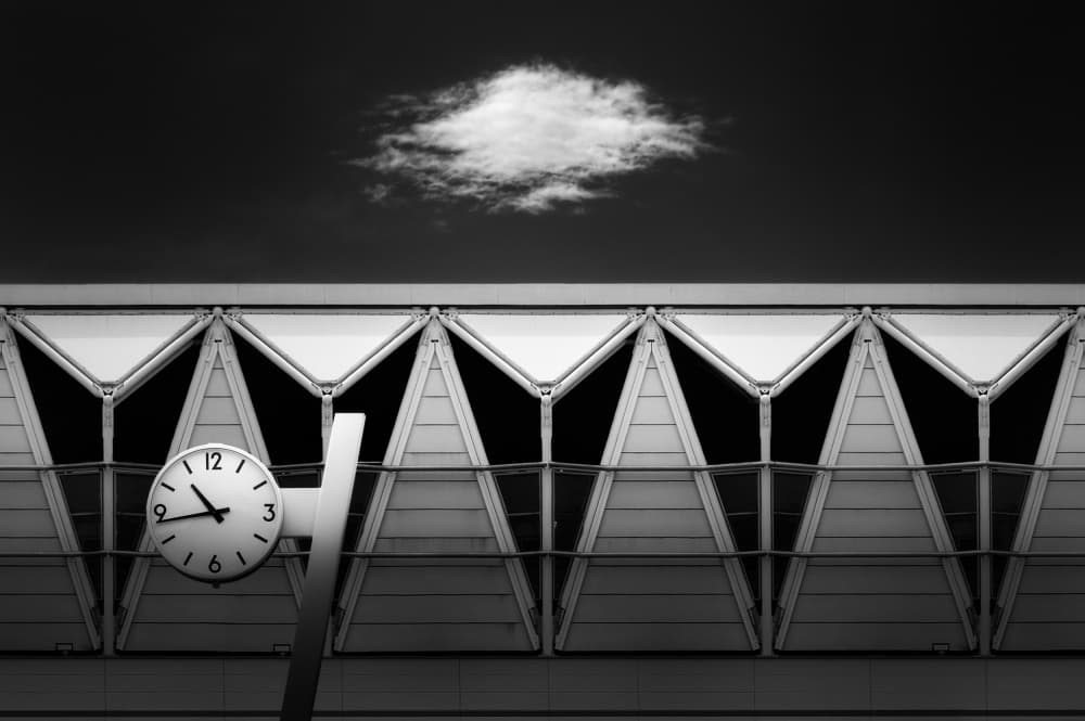 Modern Clock and Architecture by Akira TAKAUE — canvas wall art