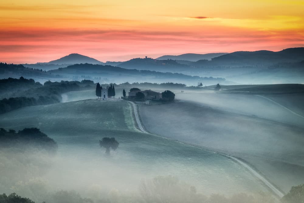 Misty Countryside Sunrise by Sergio Barboni — canvas wall art