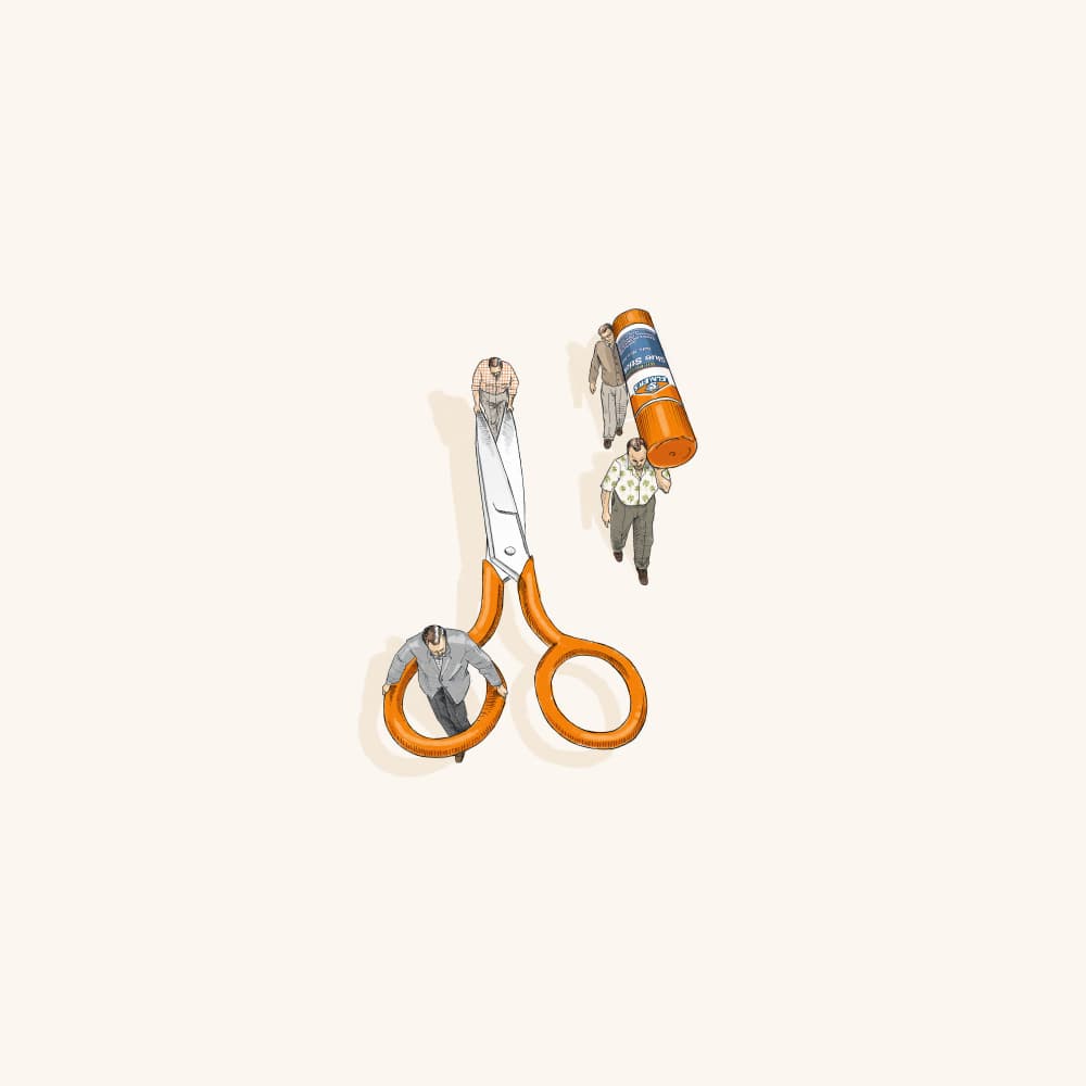 Men with Giant Office Supplies by Jason Ratliff — canvas wall art
