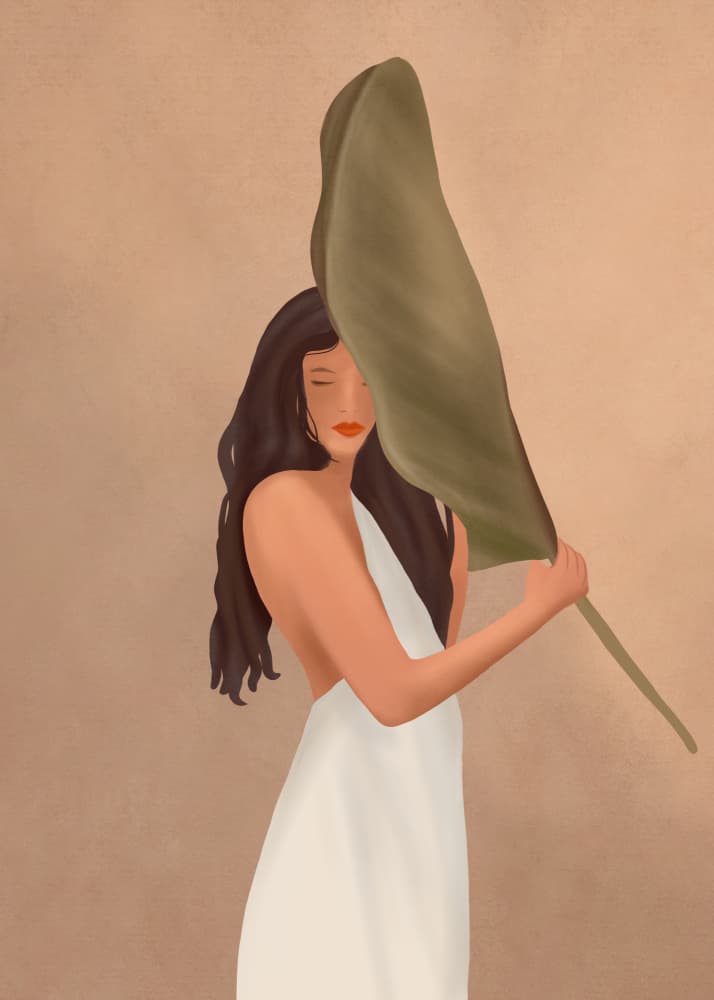 Graceful Leaf Woman by Flow Line — canvas wall art