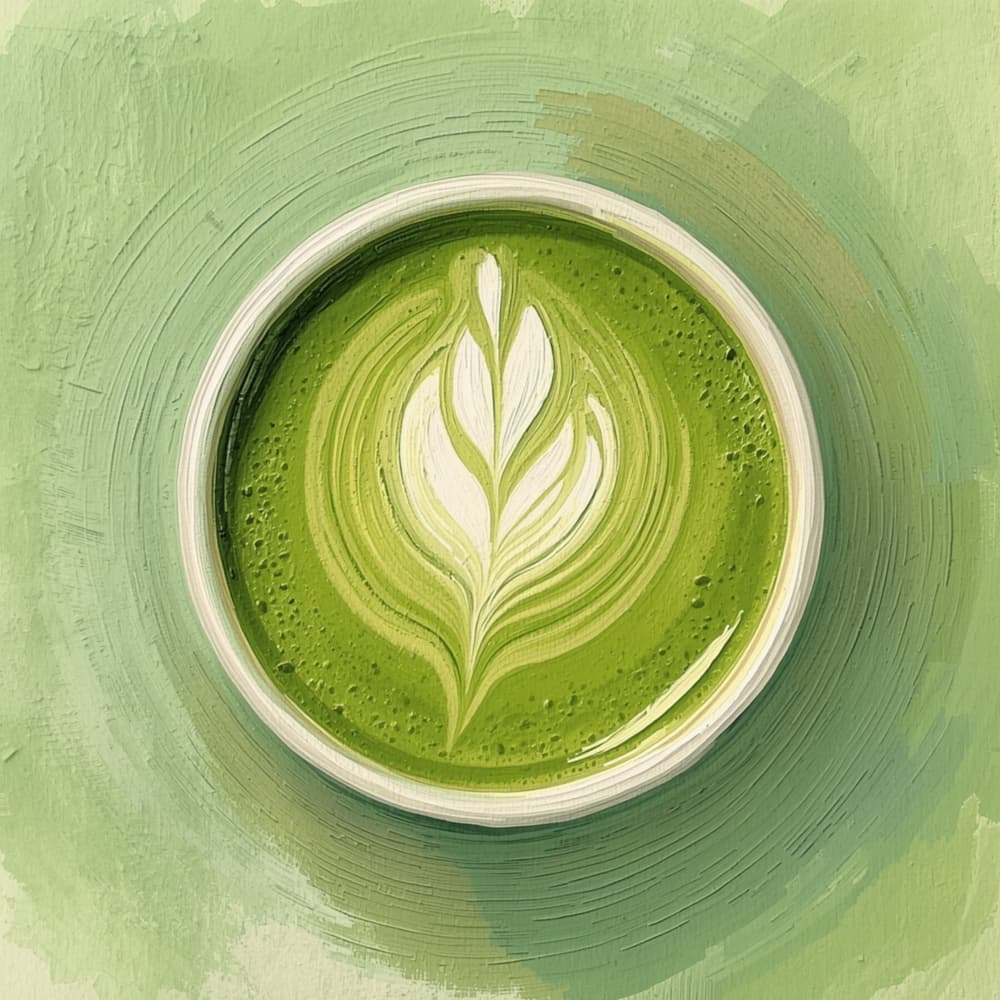 Vibrant Matcha Latte Art by Ohkimiko — canvas wall art