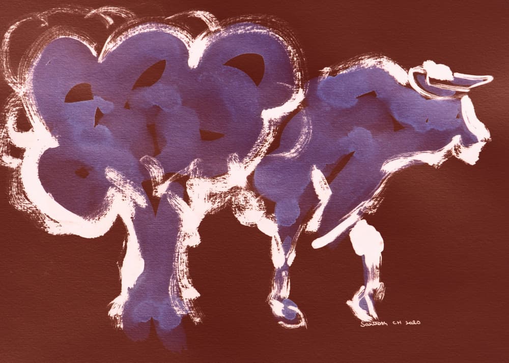 Abstract Blue Bull by Santhosh ch — canvas wall art